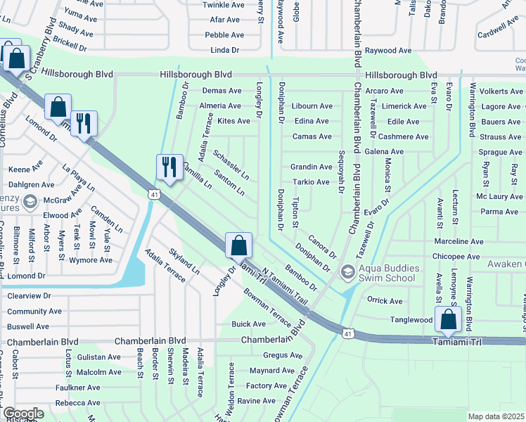 map of restaurants, bars, coffee shops, grocery stores, and more near 266 Longley Drive in Port Charlotte
