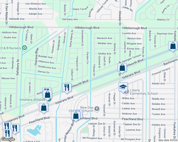 map of restaurants, bars, coffee shops, grocery stores, and more near 340 Ferdon Circle in Port Charlotte