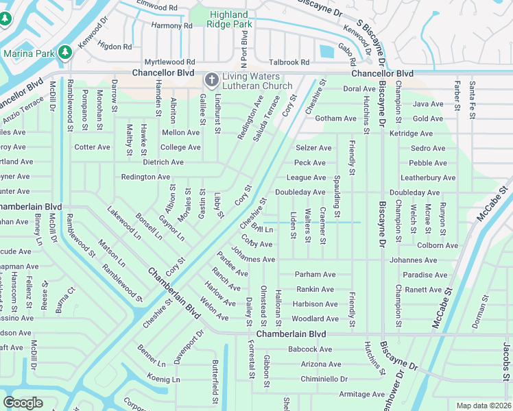 map of restaurants, bars, coffee shops, grocery stores, and more near 289 Cheshire Street in Port Charlotte