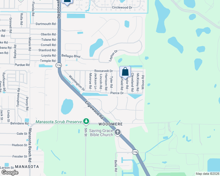 map of restaurants, bars, coffee shops, grocery stores, and more near 5880 Tyler Road in Venice