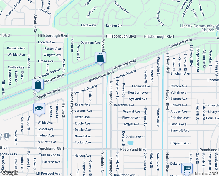 map of restaurants, bars, coffee shops, grocery stores, and more near 247 Kensington Street in Port Charlotte