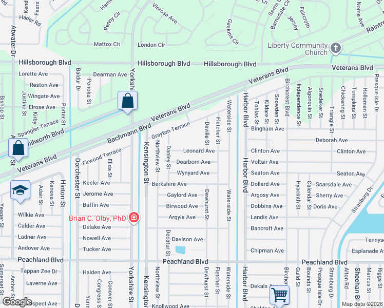 map of restaurants, bars, coffee shops, grocery stores, and more near 21287 Leonard Avenue in Port Charlotte