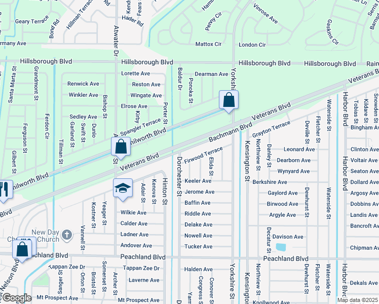map of restaurants, bars, coffee shops, grocery stores, and more near 21019 Bachmann Boulevard in Port Charlotte