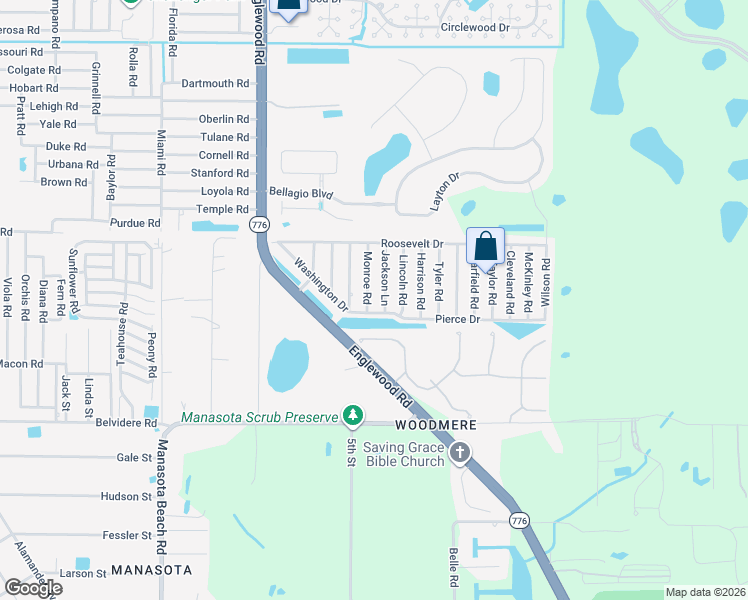 map of restaurants, bars, coffee shops, grocery stores, and more near 5888 Monroe Road in Venice