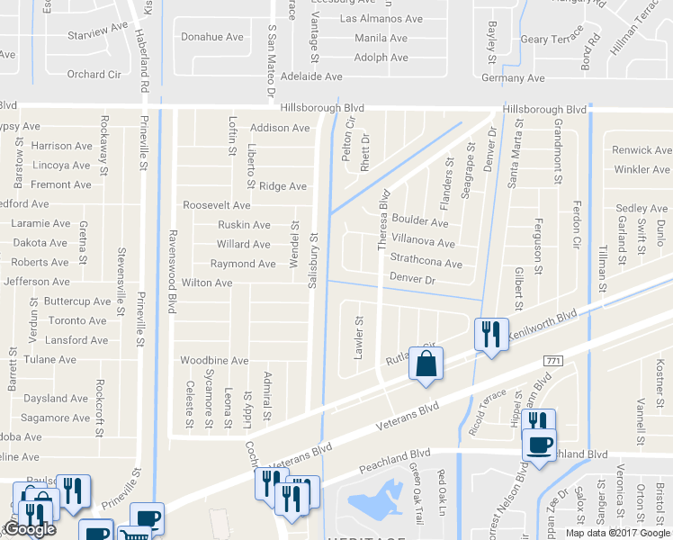 map of restaurants, bars, coffee shops, grocery stores, and more near 253 Day Break Circle in Port Charlotte