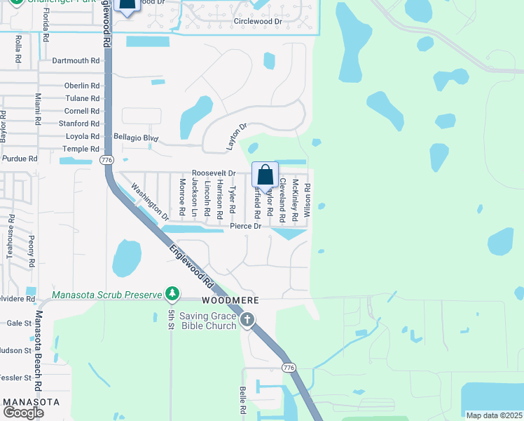 map of restaurants, bars, coffee shops, grocery stores, and more near 5871 Garfield Road in Venice