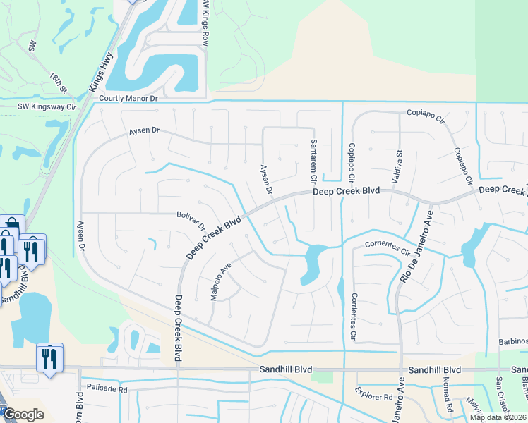 map of restaurants, bars, coffee shops, grocery stores, and more near 25400 Sullan Court in Punta Gorda