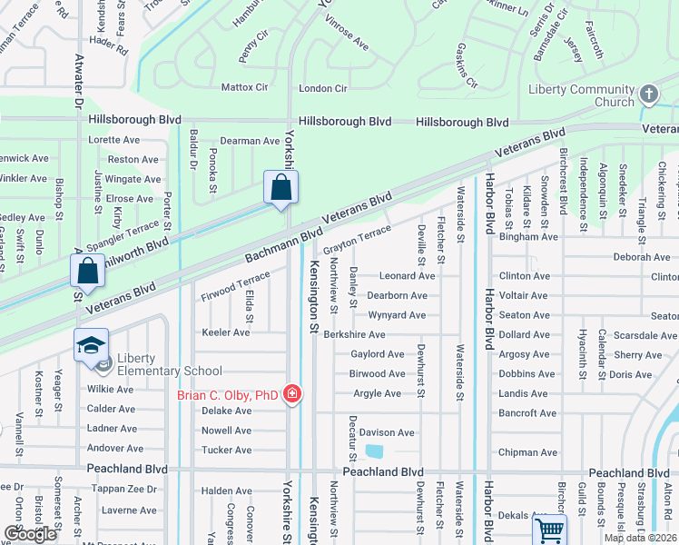 map of restaurants, bars, coffee shops, grocery stores, and more near 250 Northview Street in Port Charlotte