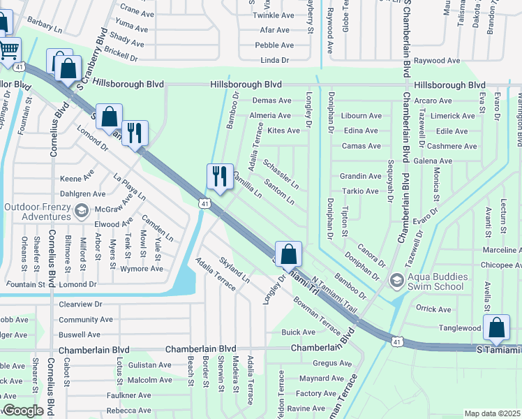 map of restaurants, bars, coffee shops, grocery stores, and more near 311 Bamboo Drive in Port Charlotte