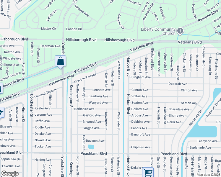 map of restaurants, bars, coffee shops, grocery stores, and more near 231 Fletcher Street in Port Charlotte