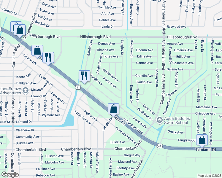map of restaurants, bars, coffee shops, grocery stores, and more near 321 Camillia Lane in Port Charlotte