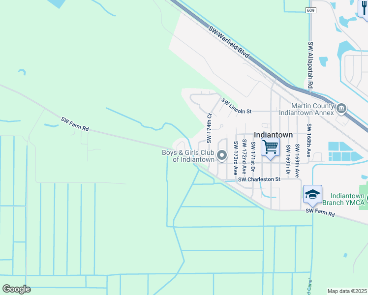 map of restaurants, bars, coffee shops, grocery stores, and more near 14785 Southwest Andalucia Court in Indiantown