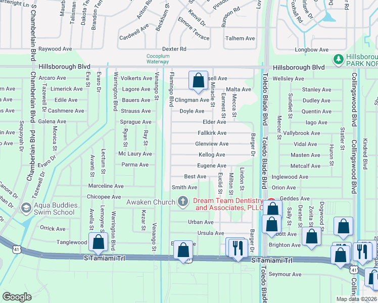 map of restaurants, bars, coffee shops, grocery stores, and more near 17080 Glenview Avenue in Port Charlotte