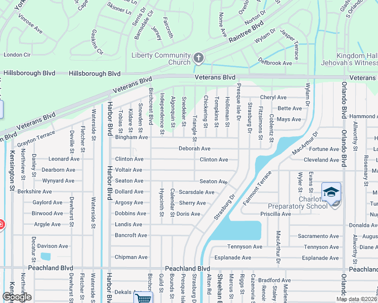 map of restaurants, bars, coffee shops, grocery stores, and more near 22090 Deborah Avenue in Port Charlotte
