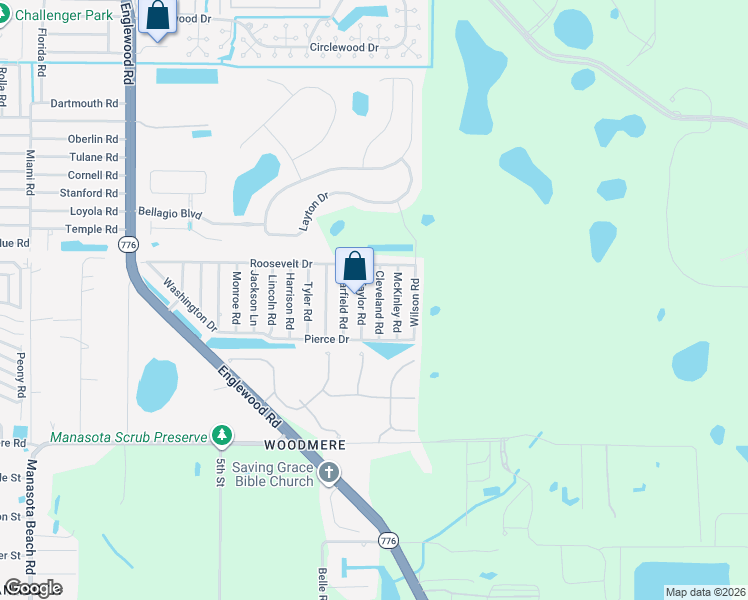 map of restaurants, bars, coffee shops, grocery stores, and more near 5824 Cleveland Road in Venice