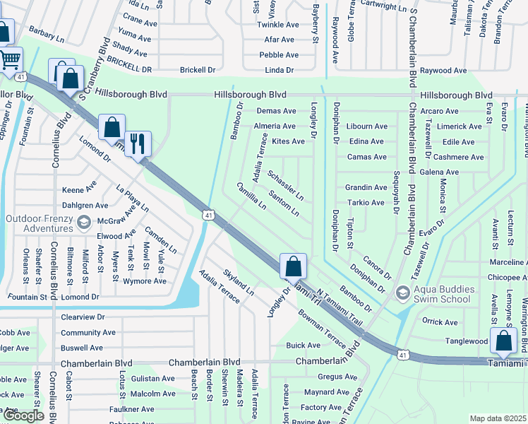 map of restaurants, bars, coffee shops, grocery stores, and more near 248 Camillia Lane in Port Charlotte