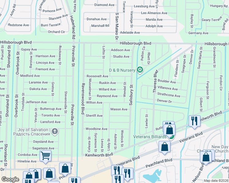 map of restaurants, bars, coffee shops, grocery stores, and more near 19168 Willard Avenue in Port Charlotte
