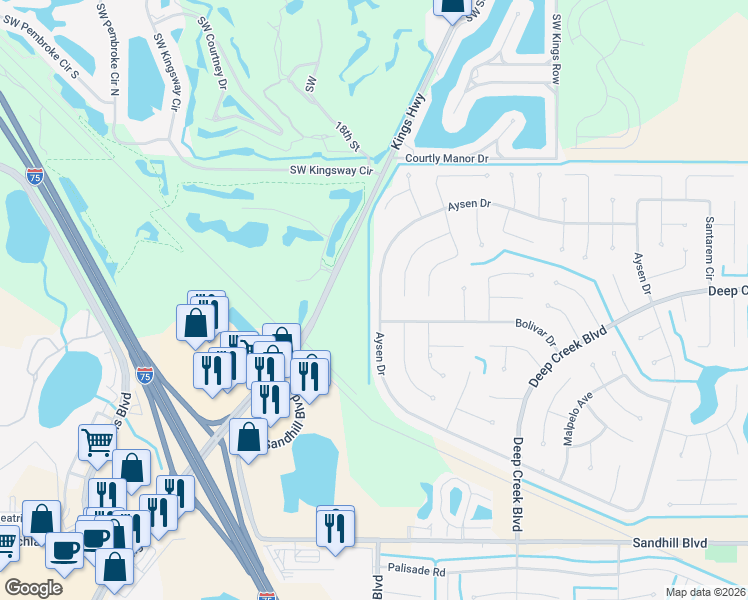 map of restaurants, bars, coffee shops, grocery stores, and more near 25908 Aysen Drive in Punta Gorda