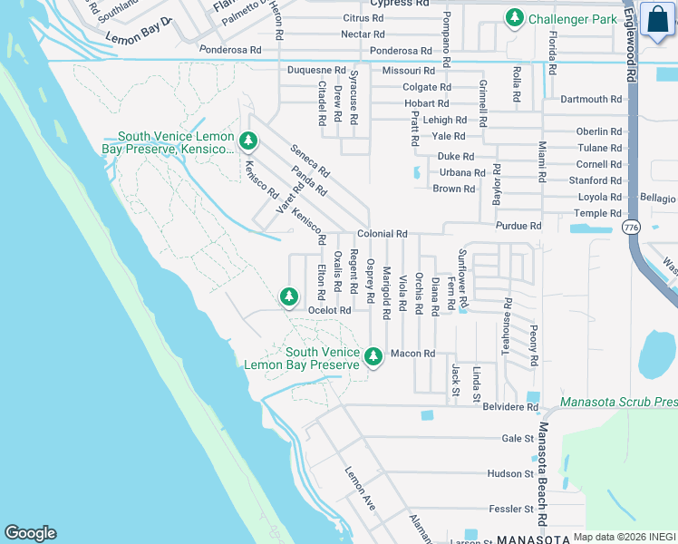 map of restaurants, bars, coffee shops, grocery stores, and more near 5847 Oxalis Road in Venice