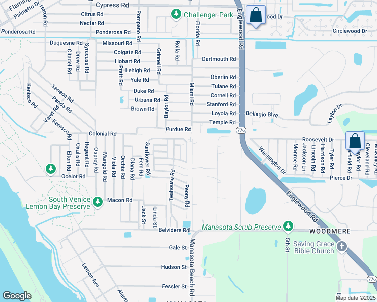 map of restaurants, bars, coffee shops, grocery stores, and more near 5691 Orange Blossom Rd in Venice