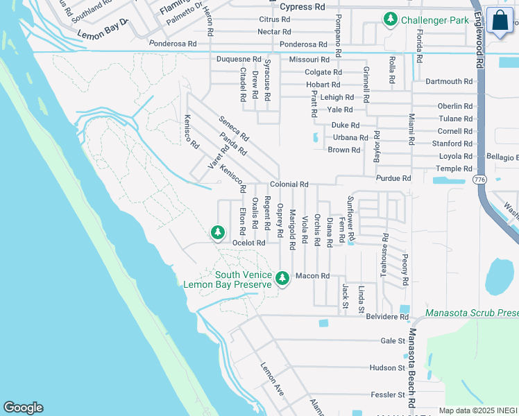 map of restaurants, bars, coffee shops, grocery stores, and more near 5847 Oxalis Road in Venice