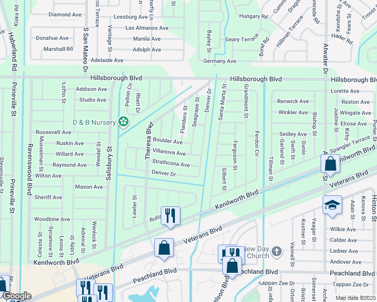 map of restaurants, bars, coffee shops, grocery stores, and more near 19466 Villanova Avenue in Port Charlotte