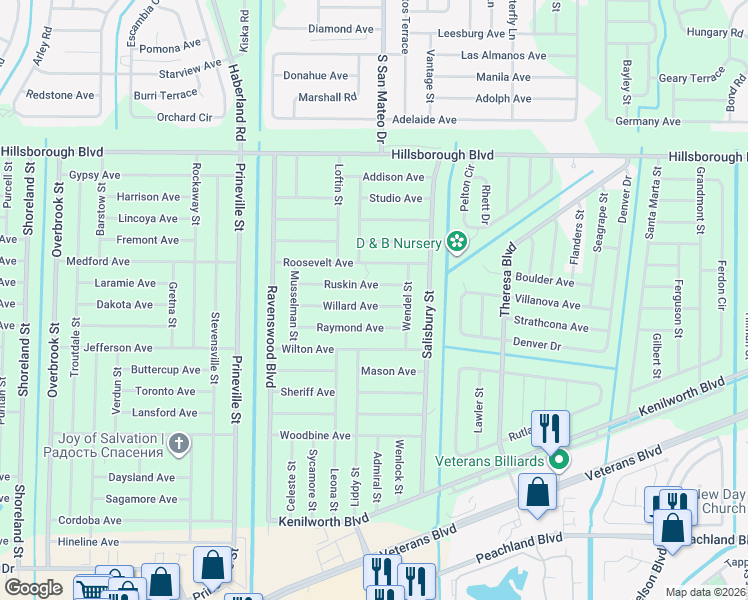 map of restaurants, bars, coffee shops, grocery stores, and more near 19168 Willard Avenue in Port Charlotte