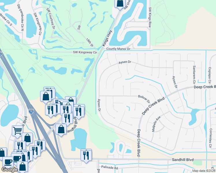 map of restaurants, bars, coffee shops, grocery stores, and more near 194 Uruguay Drive in Punta Gorda