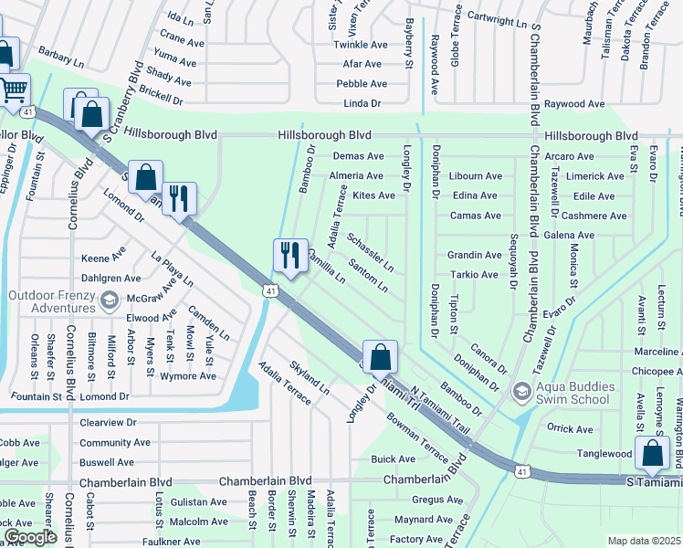 map of restaurants, bars, coffee shops, grocery stores, and more near 248 Camillia Lane in Port Charlotte