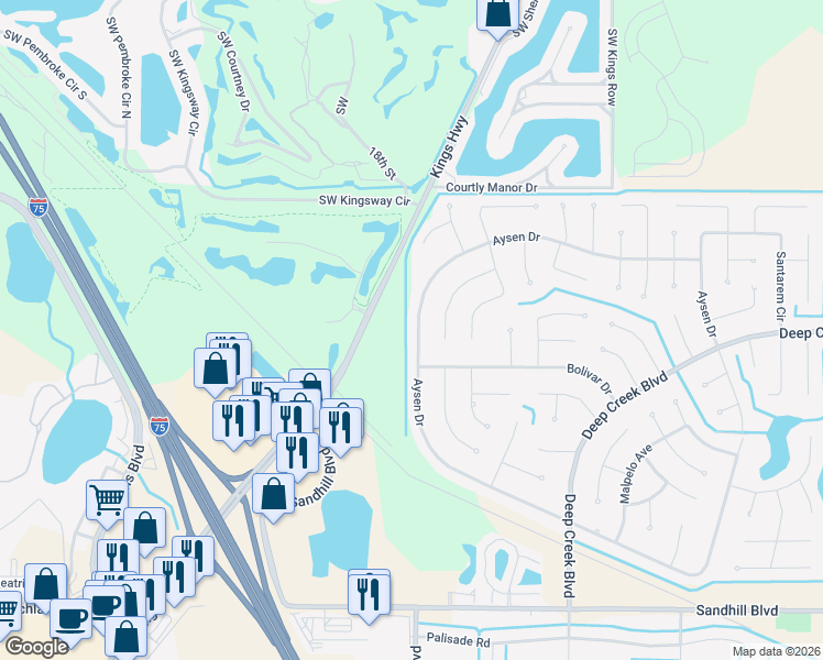 map of restaurants, bars, coffee shops, grocery stores, and more near 25908 Aysen Drive in Punta Gorda