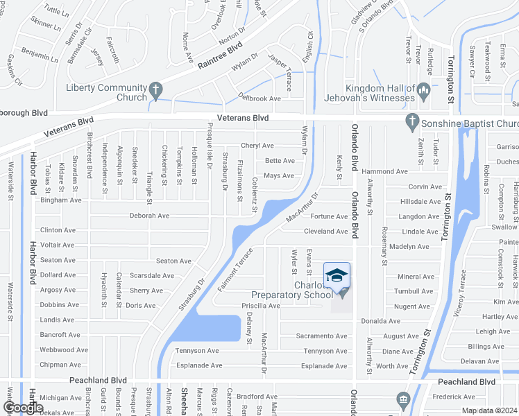 map of restaurants, bars, coffee shops, grocery stores, and more near 188 Coblentz Street in Port Charlotte