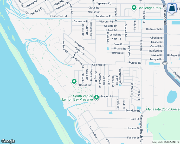 map of restaurants, bars, coffee shops, grocery stores, and more near 5840 Regent Road in Venice