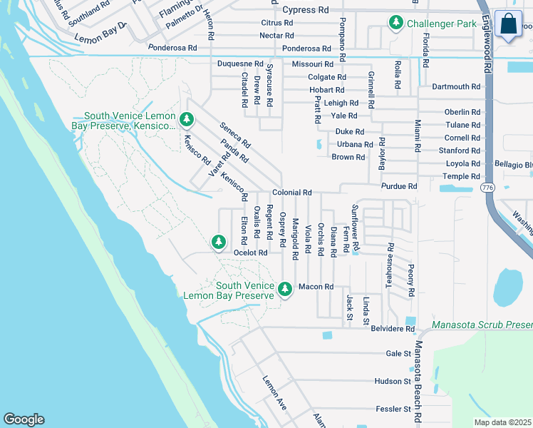 map of restaurants, bars, coffee shops, grocery stores, and more near 5847 Oxalis Road in Venice