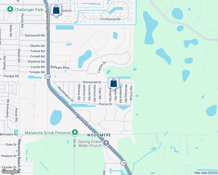 map of restaurants, bars, coffee shops, grocery stores, and more near 5824 Garfield Road in Venice