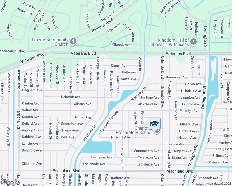 map of restaurants, bars, coffee shops, grocery stores, and more near 188 Coblentz Street in Port Charlotte