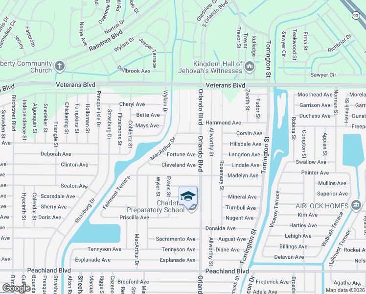 map of restaurants, bars, coffee shops, grocery stores, and more near 22491 Provance Avenue in Port Charlotte