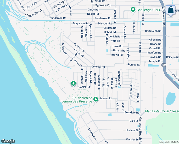 map of restaurants, bars, coffee shops, grocery stores, and more near 5847 Oxalis Road in Venice