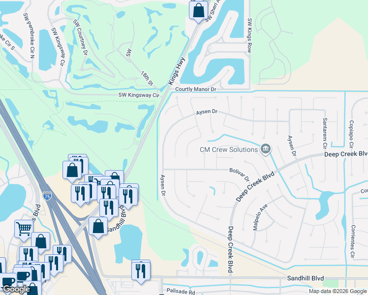 map of restaurants, bars, coffee shops, grocery stores, and more near 194 Uruguay Drive in Punta Gorda
