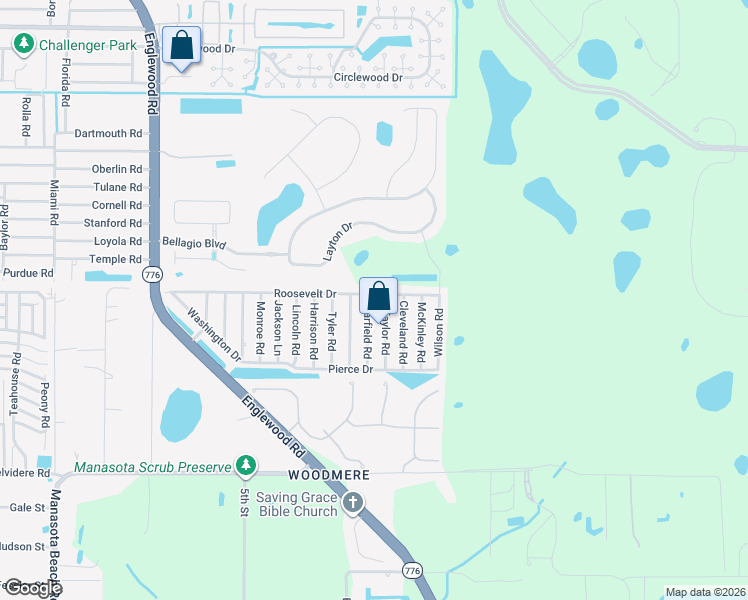 map of restaurants, bars, coffee shops, grocery stores, and more near 5824 Garfield Road in Venice