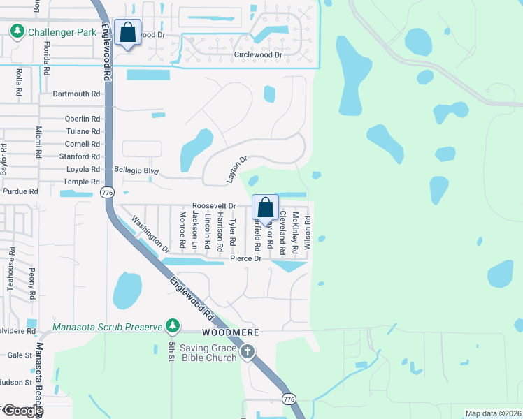 map of restaurants, bars, coffee shops, grocery stores, and more near 5824 Garfield Road in Venice
