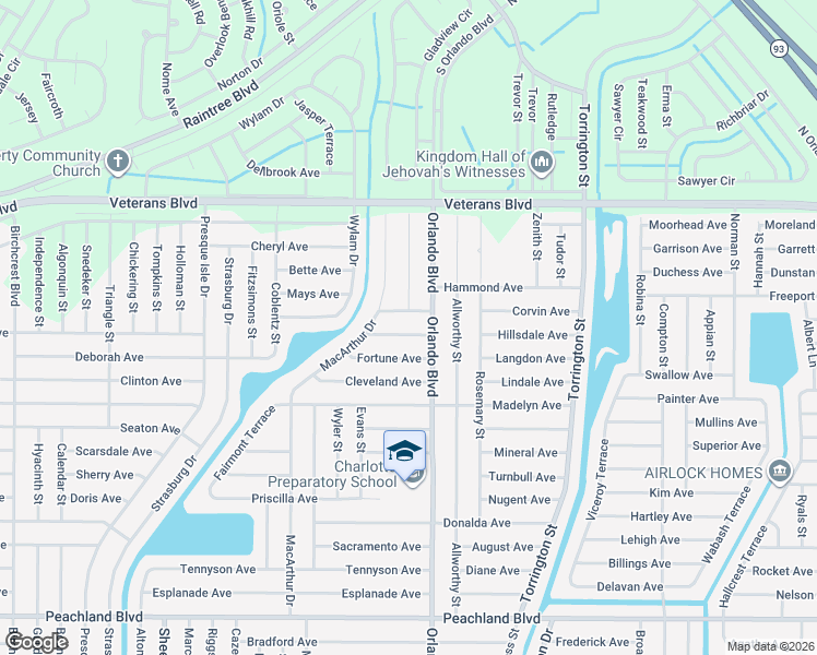 map of restaurants, bars, coffee shops, grocery stores, and more near 22491 Provance Avenue in Port Charlotte