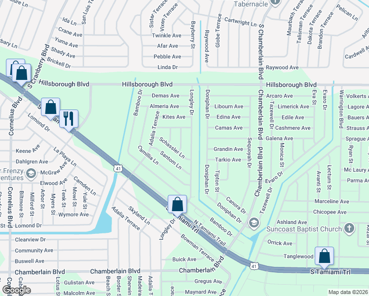 map of restaurants, bars, coffee shops, grocery stores, and more near 154 Longley Drive in Port Charlotte