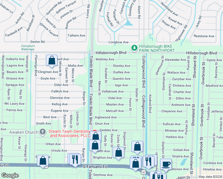 map of restaurants, bars, coffee shops, grocery stores, and more near 17373 Iago Avenue in Port Charlotte