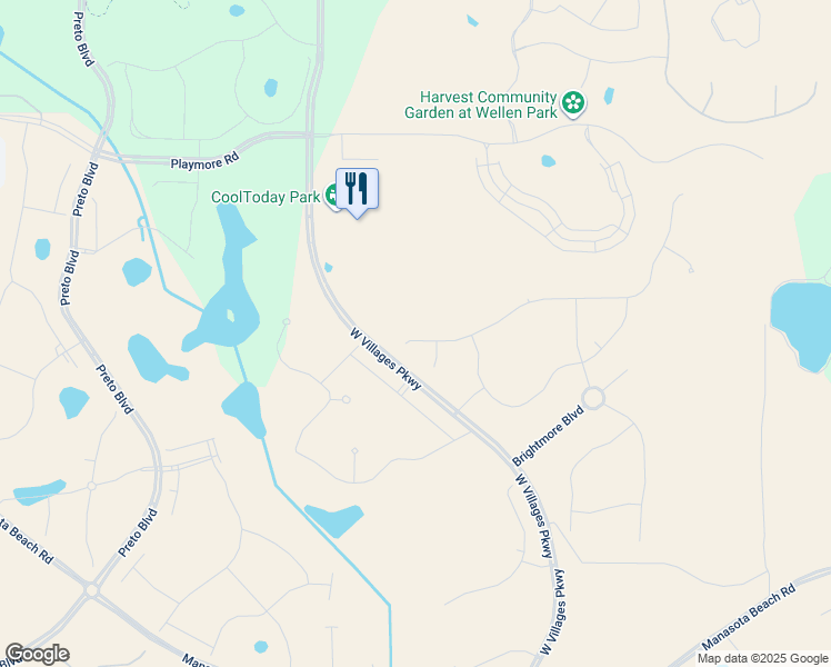 map of restaurants, bars, coffee shops, grocery stores, and more near West Villages Parkway in Venice