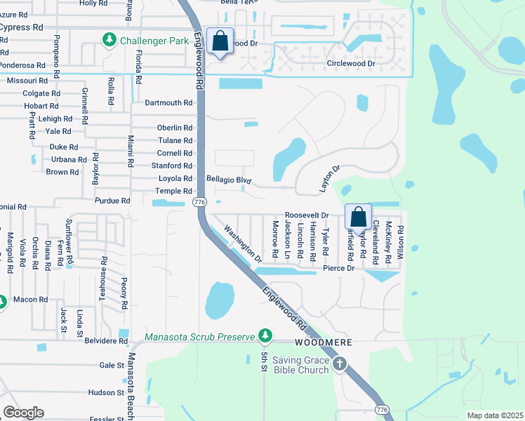 map of restaurants, bars, coffee shops, grocery stores, and more near 1396 Roosevelt Drive in Venice