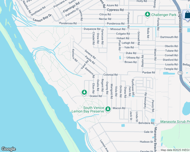 map of restaurants, bars, coffee shops, grocery stores, and more near 5755 Elton Road in Venice