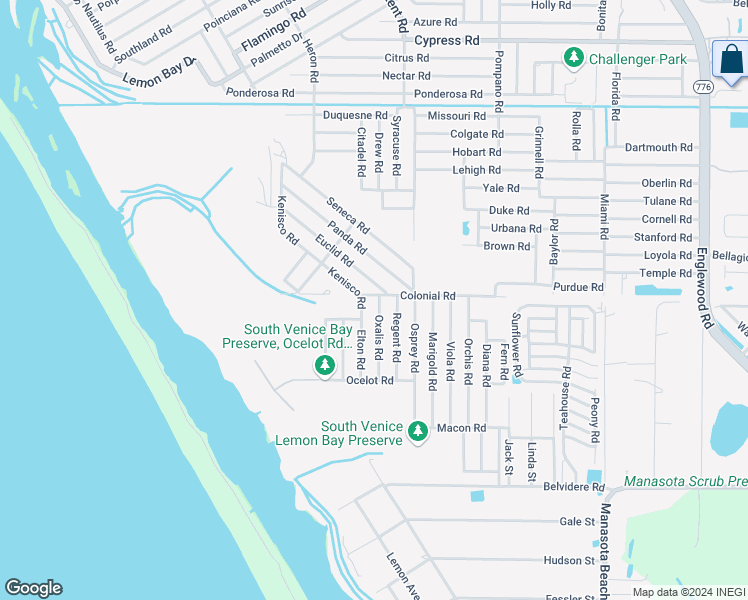 map of restaurants, bars, coffee shops, grocery stores, and more near 898 Colonial Road in Venice