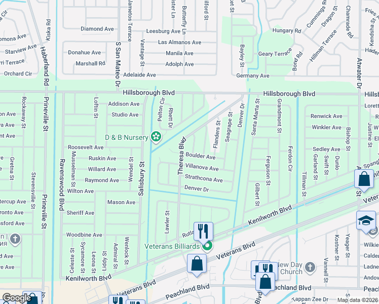 map of restaurants, bars, coffee shops, grocery stores, and more near 222 Theresa Boulevard in Port Charlotte