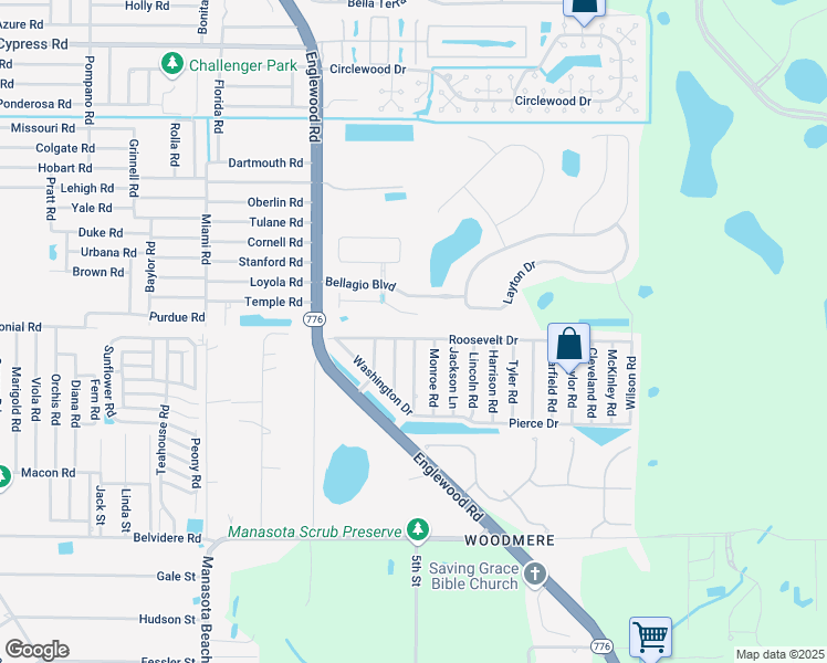map of restaurants, bars, coffee shops, grocery stores, and more near 1396 Roosevelt Drive in Venice