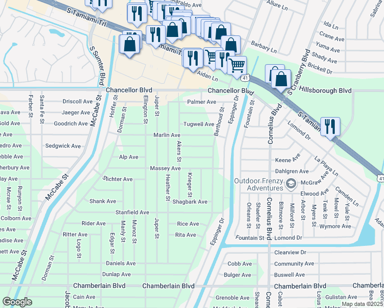 map of restaurants, bars, coffee shops, grocery stores, and more near 14324 Aldridge Avenue in Port Charlotte